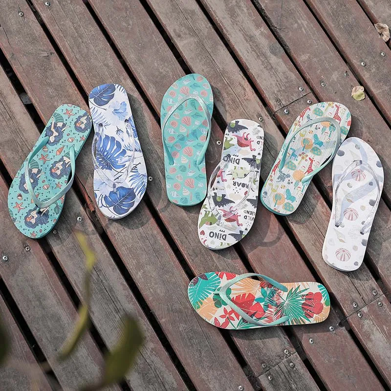 Ataiwee chico niñas niños Flip Flops pequeño/Gran resbalón en sandalias de playa con los animales y las plantas impreso para más joven mayor