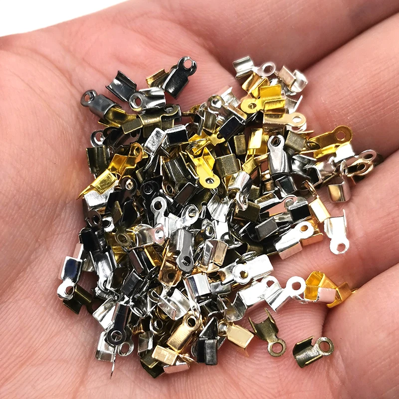 

200pcs/lot Cove Clasps Cord End Caps Crimps End Tip Caps Connectors fastener For DIY Handmade Jewelry Making Findings Supplies