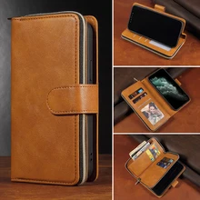 Fermuar cüzdan deri telefon kılıfı için iPhone 12 11 Pro Max X XR XS Max Flip Case kitap çantası iPhone SE 2020 8 7 6 6S artı kapak