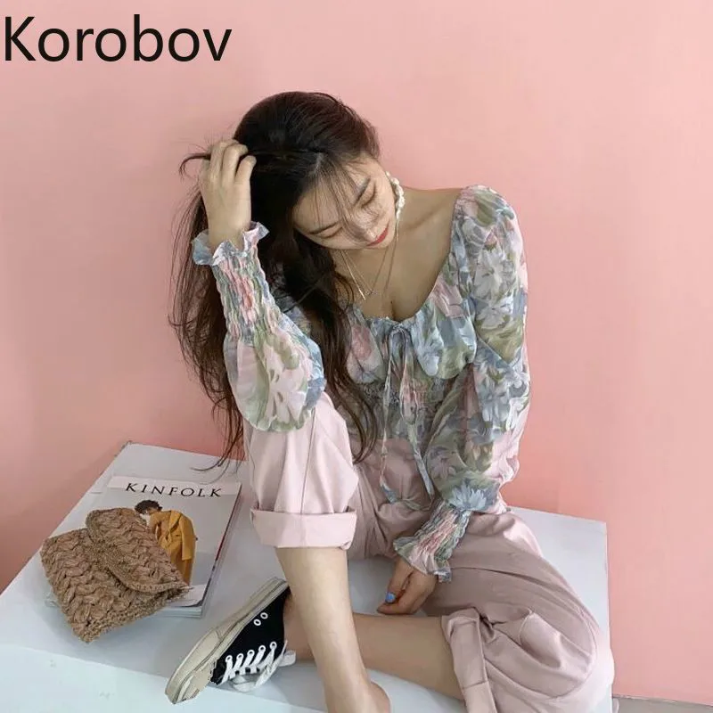 Летняя женская блузка Korobov винтажная в Корейском стиле новинка 2020 шикарные