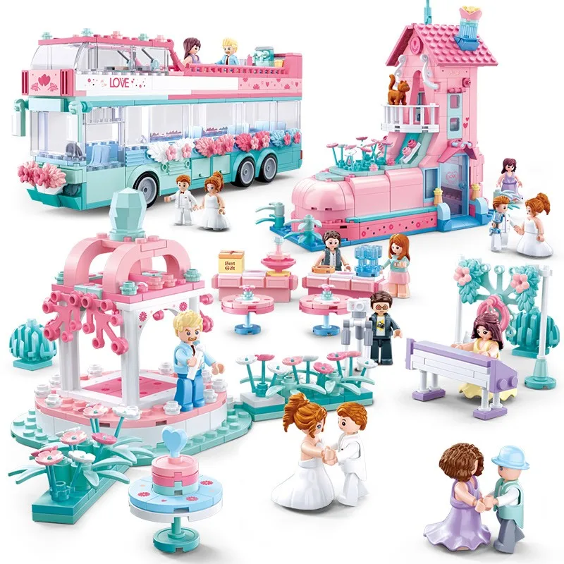 

City Wedding Legoinglys Party Girl Friends Romantic Wedding Model Building Blocks Bricks Princess Prince Toy Children Gift