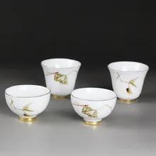 Цзиндэчжэнь керамическая чашка для чая, одна чашка, белый фарфор, домашний кунг-фу, черный чай Da Hong Pao Pu'er, чаша для чая, посуда