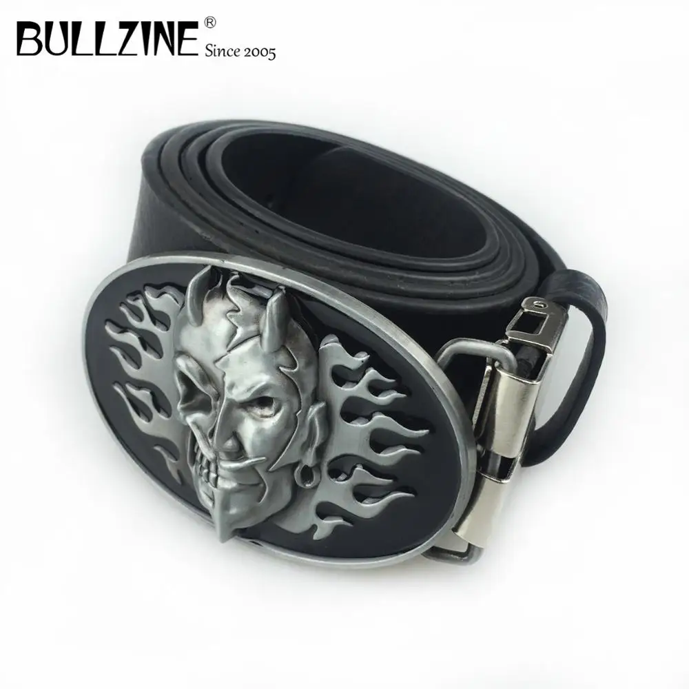 Bullzine Ретро цинковый сплав череп ремень с пряжкой для джинсов ковбой подарок
