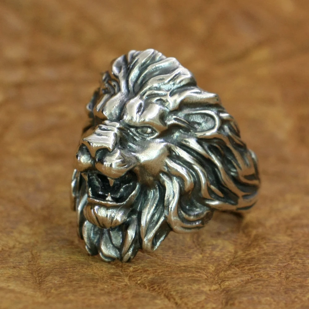 Кольцо King of Lion 925 пробы Серебряное мужское байкерское кольцо в стиле панк-рок TA191