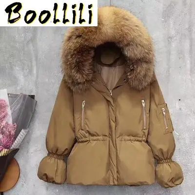 

Boollili 2020 Down Jacket Woman Hooded Winter Coat Large Fur Collar Korean Puffy Jacket Warm Parka Chamarras De Mujer