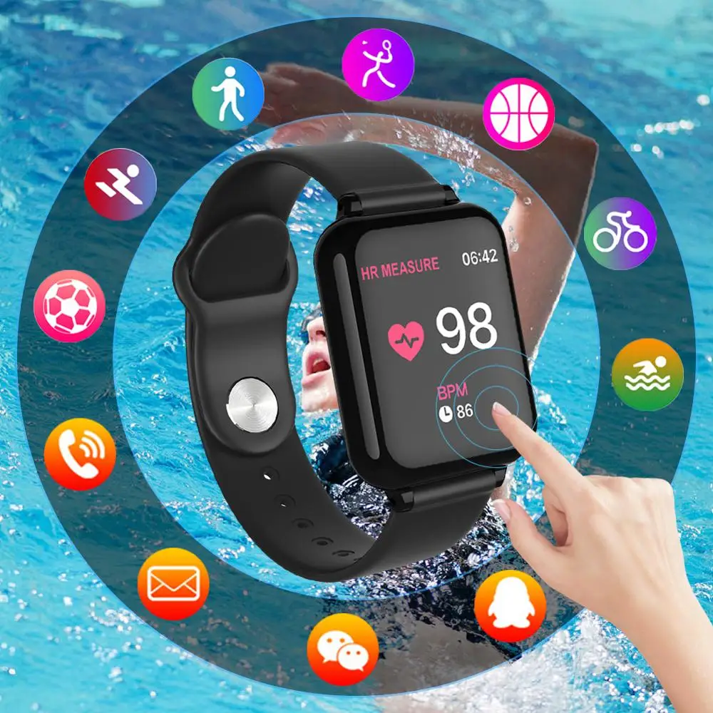 B57 Touch Screen Waterproof Smart Bracelet with Heart Rate Blood Pressure Oximetry Step Reminder Remote Control Music B57 Touch Screen Waterproof Smart Bracelet with Heart Rate Blood Pressure Oximetry Step Reminder Remote Control Music