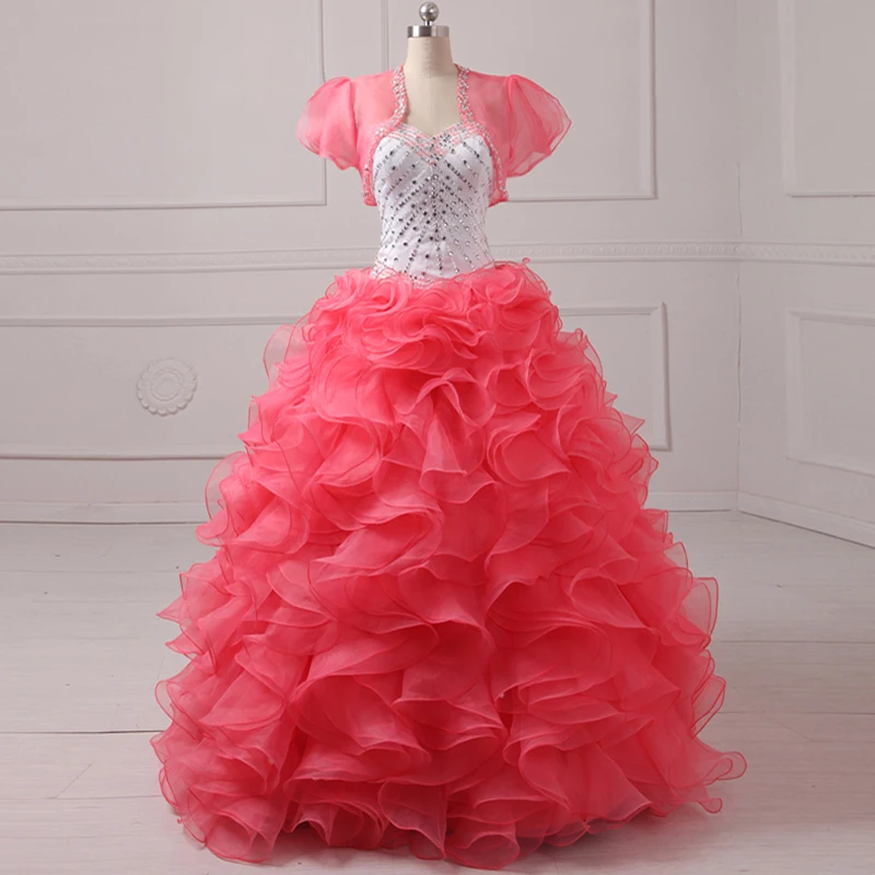 Quinceanera Dresses Sweet 16 Dress Girl Party Beaded Pageant Gowns Jiayigong Ruffled Organza With Jacket Detachable Skirt