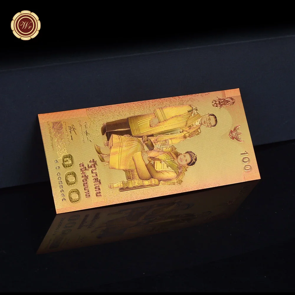 Queen Sirikit Новая золотая банкнота 2004 года Золотая банкнота королева Sirikit 72-й юбилей Золотая фольга банкнота 100 БАТОВ для коллекции - Цвет: Queen Sirikit