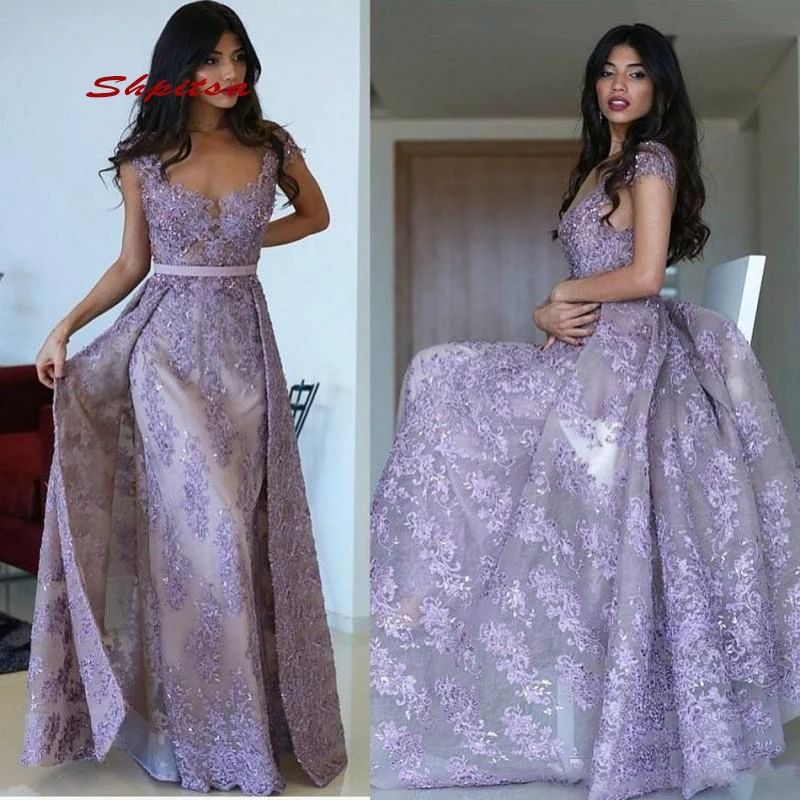 Lila Lange Kant Avondjurken Party Afneembare Rok Trein Plus Size Dames Vrouwen Sequin Prom Formele Jurken Avondjurk Lila Lange Kant Avondjurken Party Afneembare Rok Trein Plus Size Dames Vrouwen Sequin Prom Formele Jurken Avondjurk