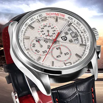 

42mm Pagani design white dial Multifunctional quartz watch men's strap Sports watch