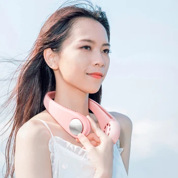 

Summer Cooling Fan Hand Free Tool Portable Personal Neckband Cooling Fan Neck Hanging Wearable Lazy Cooler White/Pink
