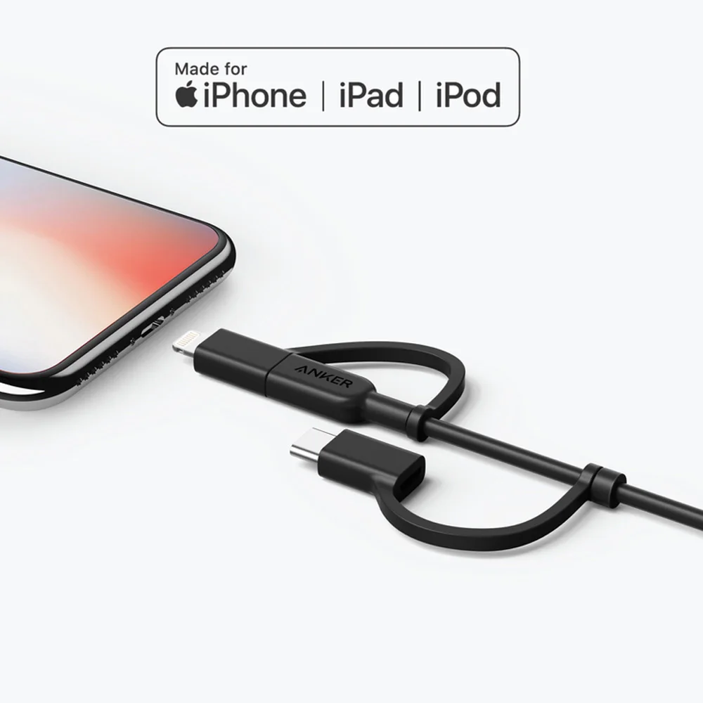 Кабель Anker Powerline II USB-A to 3 in1 charging cable, официальная гарантия, быстрая