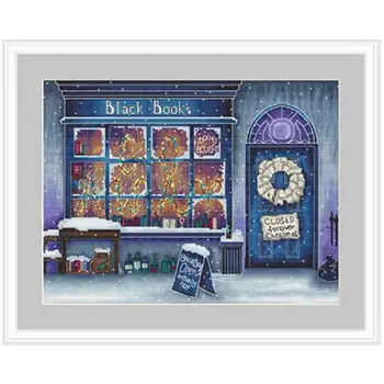 

Bookstore in Winter Night Counted Cross Stitch 11CT 14CT 18CT DIY Cross Stitch Kits Embroidery Needlework Sets home decor