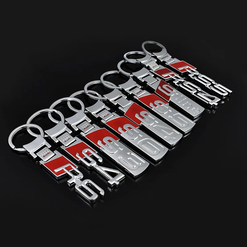 

Fashoinal Simple Men Metal+Leather Car Keychain Key ring Key Chain Car Interior For Audi S3 S4 S5 S6 RS R5