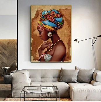 African Art Woman Painting Prints on Canvas Beauty Girl 1