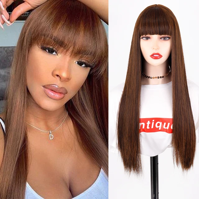 Synthetic Hair Pink and Black Wig Long Straight hair Cosplay Wig Two Tone Ombre Color Women Wigs 2-30