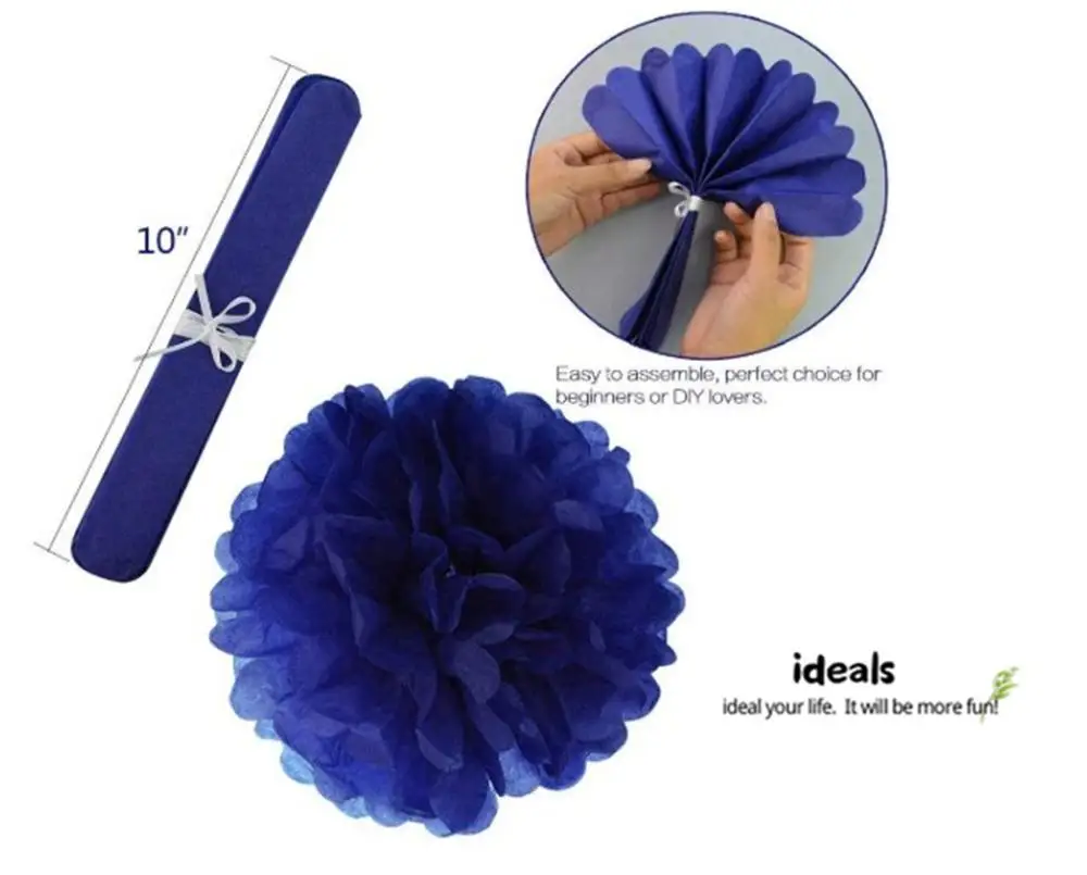 Идеалы (темно-синяя Серебристая упаковка) тканевая бумага цветы Pom Poms украшения
