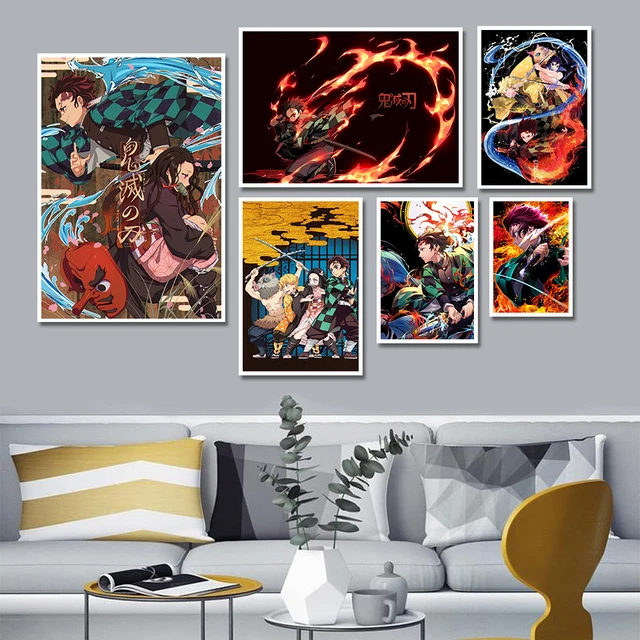 Demon Slayer Posters Anime para Quarto Infantil, Filme Japonês, Tanjirou,  Inosuke, Quadrinhos, Pintura, Decoração de Casa