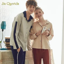 2020 New Homeclothes Turn Down Collar Pajamas for Couple Pajamas Man and Woman Front Pocket Long Sleeve Long Pants Homesuit 2020 New Homeclothes Turn Down Collar Pajamas for Couple Pajamas Man and Woman Front Pocket Long Sleeve Long Pants Homesuit