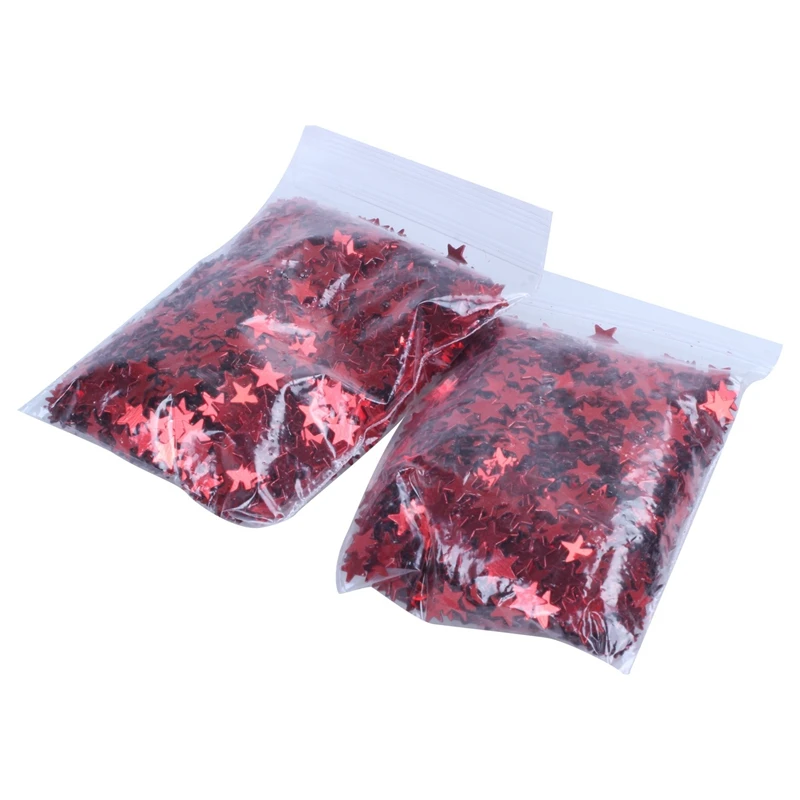

2 pack Five-pointed star Sequins confetti matching balloons and accessories Red