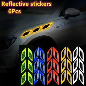 Adesivi per auto 6 pezzi/set Strisce riflettenti per auto Adesivo per auto in fibra di carbonio Adesivo di avvertimento di sicurezza antigraffio per auto e camion