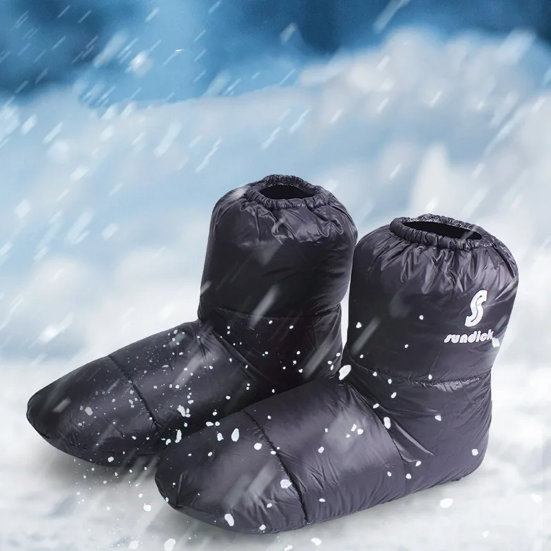 Outdoor Feather Socks Shoe Sleeping Bag Slippers Camping Down Winter