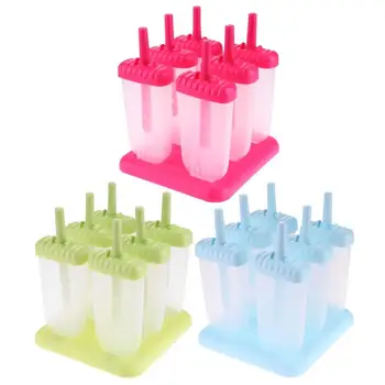 

6pcs/set DIY Ice Lolly Cream Molds Ice Tray Rectangle Shaped Ice Cream Pops Molds Tray Stick Ice Cream Makers Mould