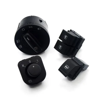 

New Power Headlight Mirror Window Switch Button 4PCS/SET for VW Caddy Jetta Golf 5 MK5 V Puls Passat B6