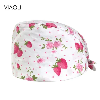 

Men and women headscarf doctor nurse cotton surgical cap cartoon print adjustable work cap dental care cap pet hospital work cap