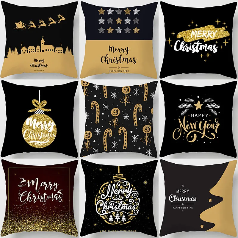 1Pcs Golden Christmas Tree Deer Santa Claus Pattern 45*45cm Polyester Cushion Cover Decorative Sofa Home Decor Pillowcover 40992 1Pcs Golden Christmas Tree Deer Santa Claus Pattern 45*45cm Polyester Cushion Cover Decorative Sofa Home Decor Pillowcover 40992