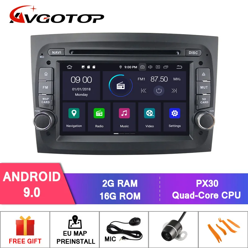 

AVGOTOP 2+16GB/4+64GB Android 9 Bluetooth GPS Car Player Multimedia For FIAT DOBLO 2015