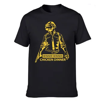 

PUBG T Shirt Soldier in Helmet Winner Winner Chicken Dinner Video Game Battlegrounds Casual t shirt Men Short Sleeve Tops Tees