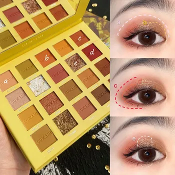 

20 Colors Ginkgo Eyeshadow Palette Long Lasting Matte Pigmented Shades Waterproof Summer Makeup Glitter Yellow Gold Eyeshadow