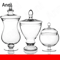 Creativity Clear Glass Bottle European Modern Transparent Crystal Candy Snacks Storage Jar with Lid Wedding Decoration Ornaments 1