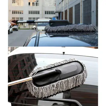 

Microfiber Car Cleaning Brush Auto Window Duster Retractable Stainless Steel Long Handle Dust Wax Washable Drag Wax Shan Washer