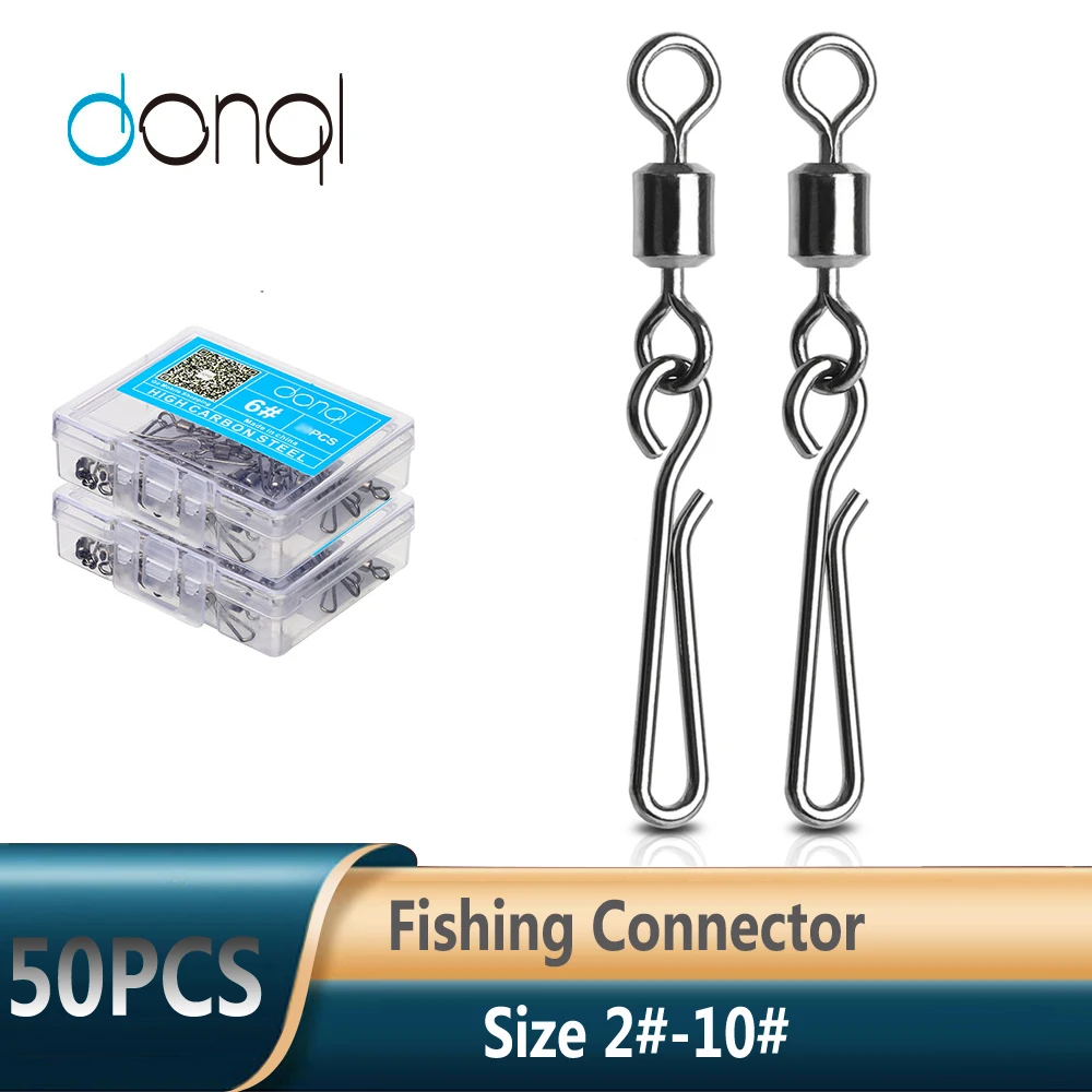 DONQL 50pcs/ Box Interlock Pin Snap Rolling Swivel Fishing Connector 2#-10# For Fishhook Lure Carp | Спорт и развлечения