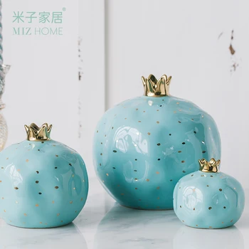 

Miz Blue Pomegranate Ceramics Gold Decoration Wedding Gift Living Room Point Wine Cabinet Home Decoration