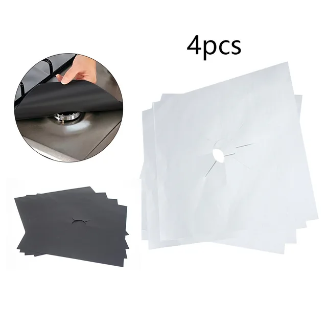 Set de 4 Uds de papel de aluminio reutilizable tapa para cocina a Gas Protector antiadherente quemador de estufa, estera de láminas, almohadilla de limpieza, revestimiento para utensilios de cocina 1