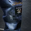 embroidery Boutique European Men Brand Slim Jeans Denim Trousers Stretch Blue Patchwork Hole Pants For Men Ripped Jeans JS1059 3