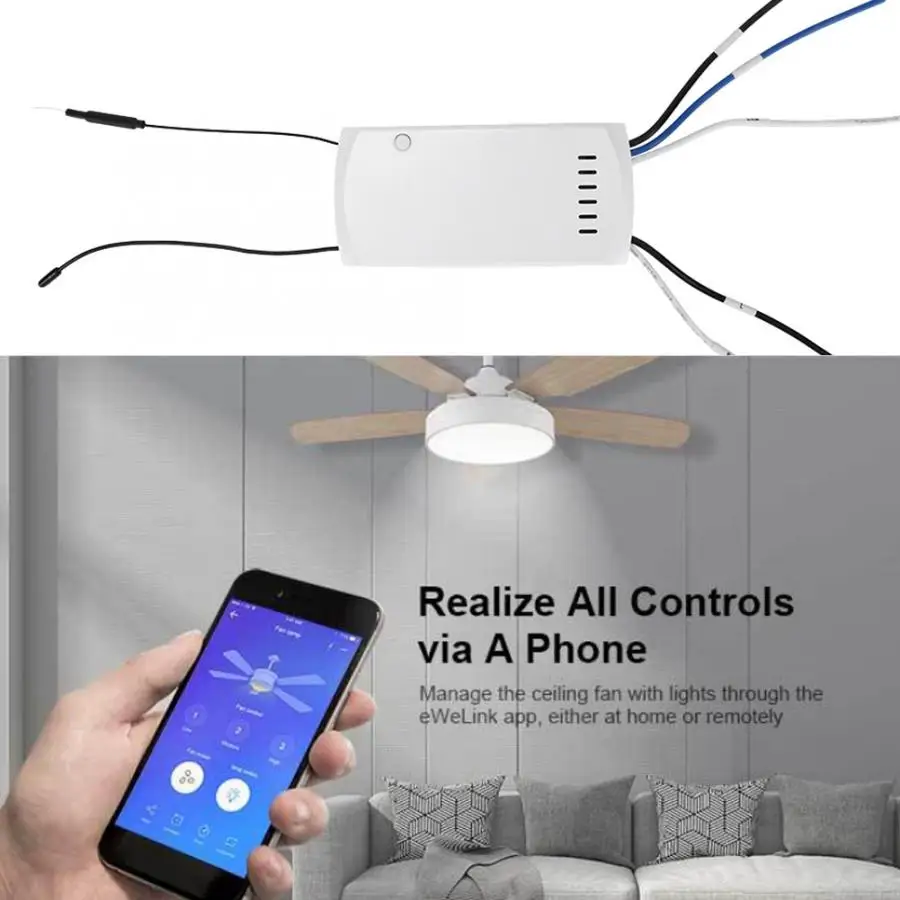 

Sonoff Automation Modules iFan03 Convert Non-Smart LED CeilingFan To WiFi Smart Ceiling Fan APP Remote Control ON /OFF 100-240V