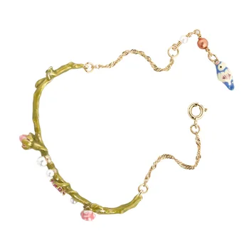 

Fashion Colorful Enamel Bird Animal Charms Bracelets for Women Chic Crystal Simulated Pearl Bracelet Bangle Accessories SL016