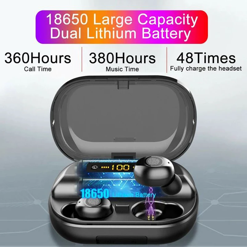 TWS V12 Bluetooth наушники Беспроводная мини гарнитура Дисплей мощности Спортивные с