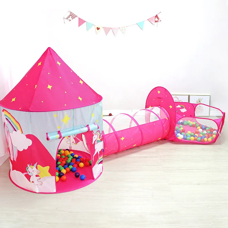 Children Tent Unicorn Three-Piece Playhouse Portable Tent Folding Girl Indoor Ocean Ball Pool kids Outdoor Play Tent Baby Gift 2 Children Tent Unicorn Three-Piece Playhouse Portable Tent Folding Girl Indoor Ocean Ball Pool kids Outdoor Play Tent Baby Gift 2