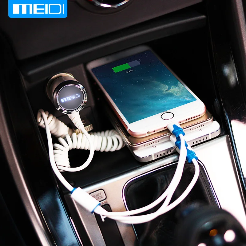 MEIDI автомобильное зарядное устройство адаптер с 3 зарядный кабель для iPhone тип-c Android мобильный телефон зарядное устройство в автомобиле