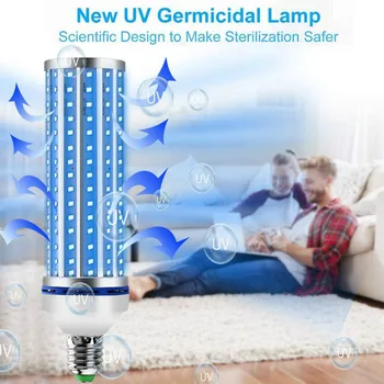 

60W LED UV Germicidal Lamp UVC Smart Bulb For Home Remote Control Disinfection Lamp Light E27 LED Ultraviolet Light kill 99.99%