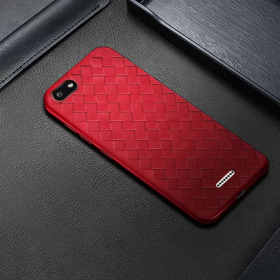 Красный Чехол для Xiaomi Redmi 6A, Мягкая силиконовая сетка, ткачество, ТПУ, чехол для телефона Xiomi Redmi 6A 6 A A6, задняя крышка для Redmi 6A Fundas - Цвет: Красный