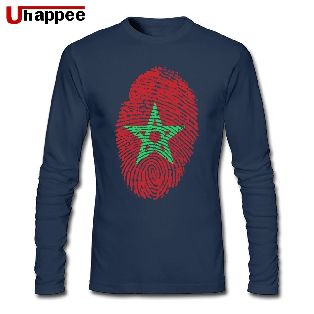 Флаг Марокко отпечаток пальца Мужская Повседневная футболка с длинным рукавом на заказ большой размер Базовая футболка Винтажная Футболка Мужская подарок на день рождения