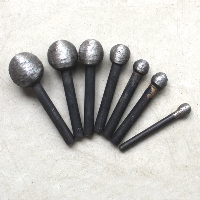 3pcs/lot OD6-20MM Ball sintered diamond Grinding Head 6mm Shank 46# Gravestone Marble Engrave Carving Tools