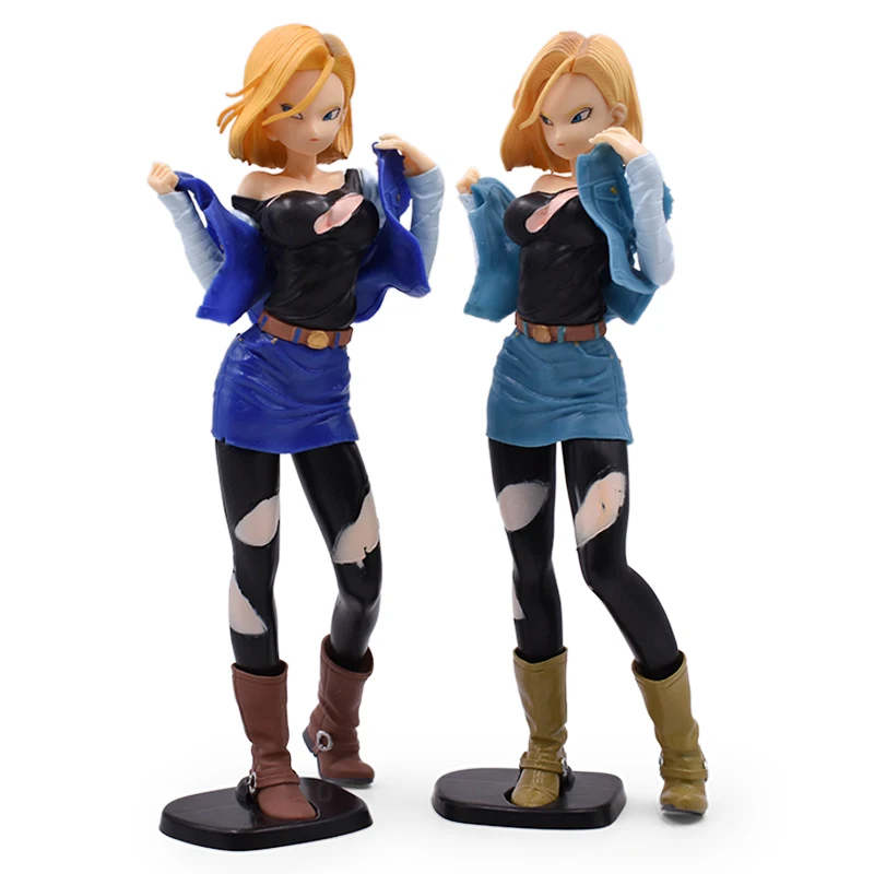 

2 Styles Dragon Ball Z Android NO.18 PVC Figure Action Collection Model Toys Glitter Glamours Gift