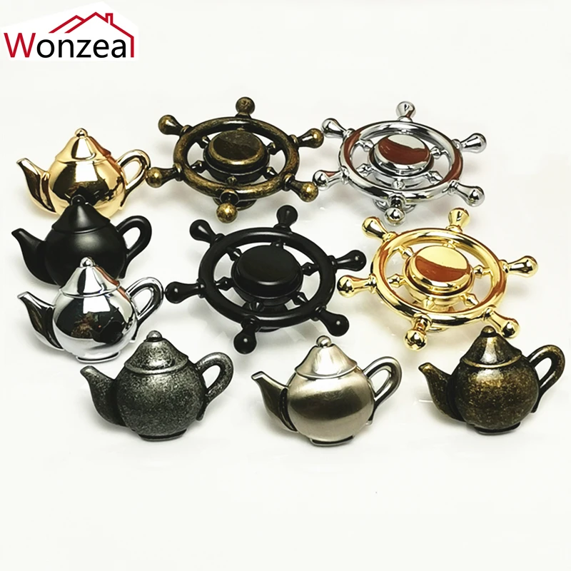 1pcs Creative Coffee Teapot Knobs Zinc Alloy Antique Drawer Door Closet